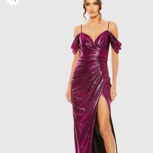 Mac Duggal Fuchsia Off-Shoulder Prom Dress